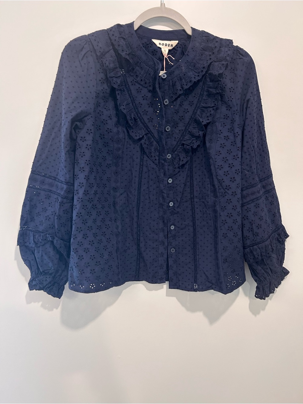 Boden Broderie Ruffle Top-Navy - Picture 3 of 6